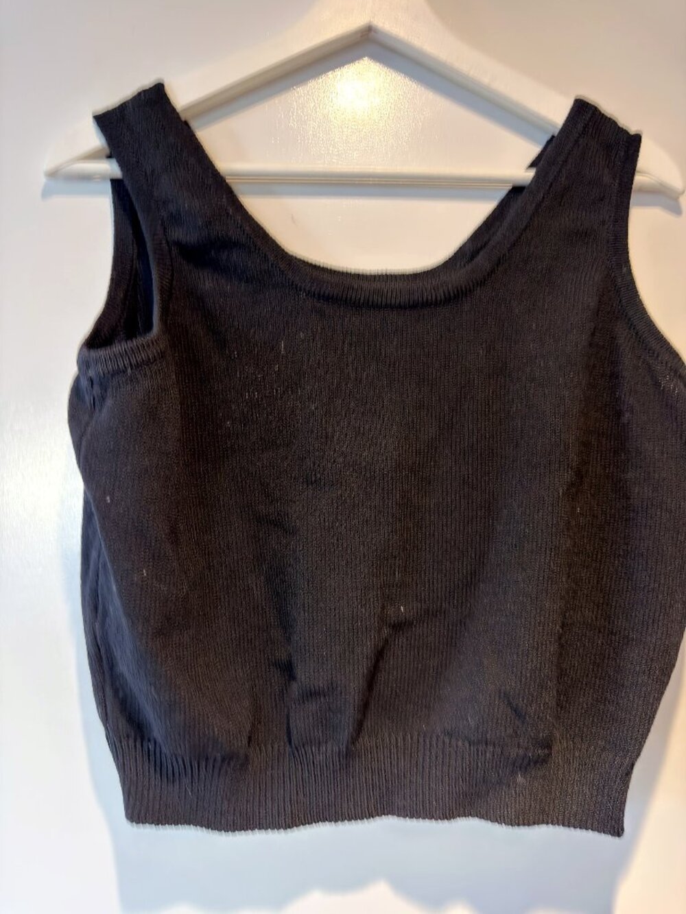 St. John Black Santana Knit Sleeveless Cropped Top